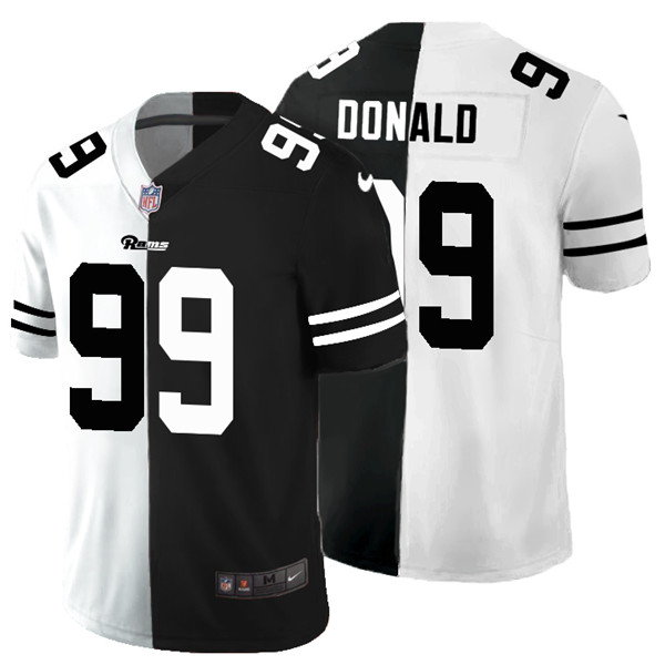 Los Angeles Rams #99 Aaron Donald Black White Split 2020 Stitched Jersey