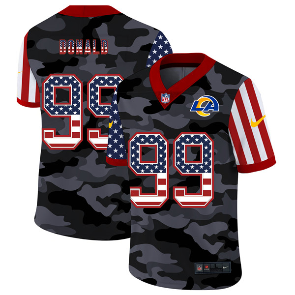 Los Angeles Rams #99 Aaron Donald 2020 Camo USA Flag Limited Stitched Jersey