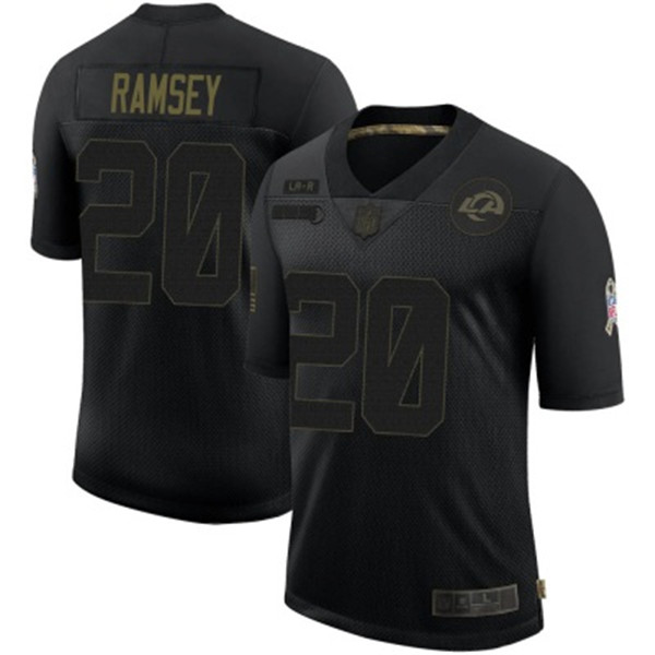 Los Angeles Rams #20 Jalen Ramsey Black 2020 Salute To Service Limited Stitched Jersey