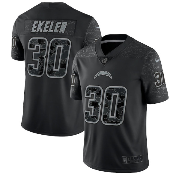 Los Angeles Chargers #30 Austin Ekeler Black Reflective Limited Stitched Football Jersey