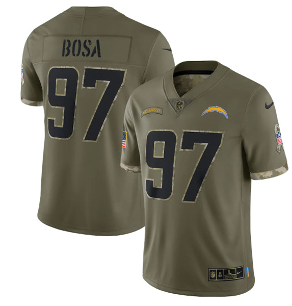 Los Angeles Chargers #97 Joey Bosa 2022 Olive Salute To Service Limited Stitched Jersey