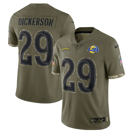 Los Angeles Rams #29 Eric Dickerson 2022 Olive Salute To Service Limited Stitched Jersey