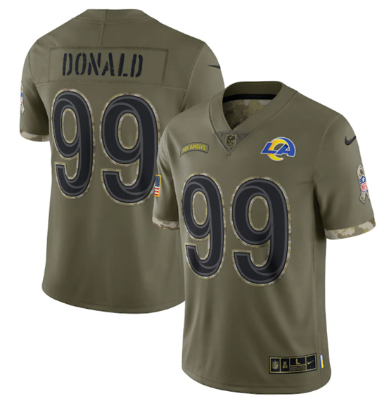 Los Angeles Rams #99 Aaron Donald 2022 Olive Salute To Service Limited Stitched Jersey