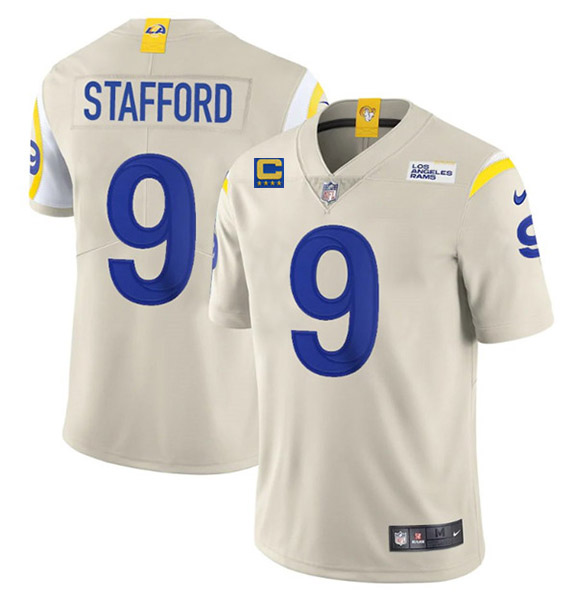 Los Angeles Rams 2022 #9 Matthew Stafford Bone White With 4-Star C Patch Stitched Jersey