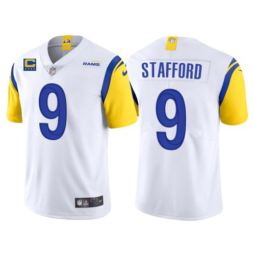 Los Angeles Rams 2022 #9 Matthew Stafford White With 4-Star C Patch Stitched Jersey
