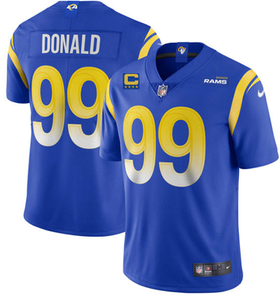 Los Angeles Rams 2022 #99 Aaron Donald Blue With 4-Star C Patch Stitched Jersey