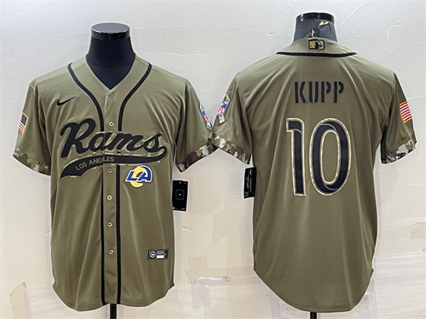 Los Angeles Rams #10 Cooper Kupp Olive 2022 Salute To Service Cool Base Stitched Baseball Jersey
