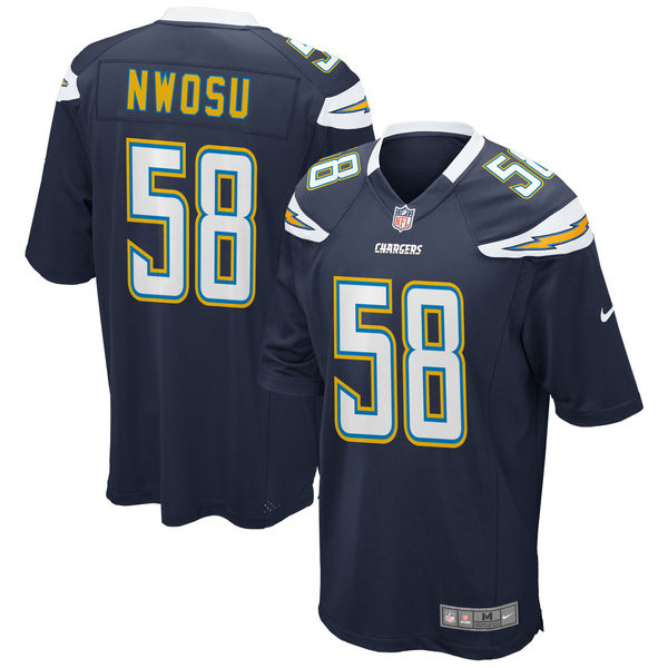 Los Angeles Chargers #58 Uchenna Nwosu Navy 2018 Draft Pick Game Jersey