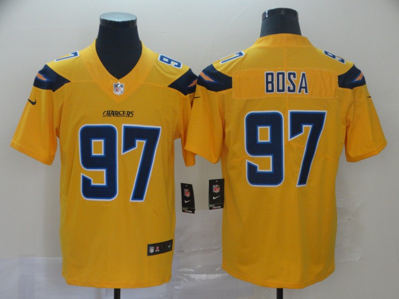 Los Angeles Chargers #97 Joey Bosa 2019 Gold Inverted Legend Stitched Jersey.