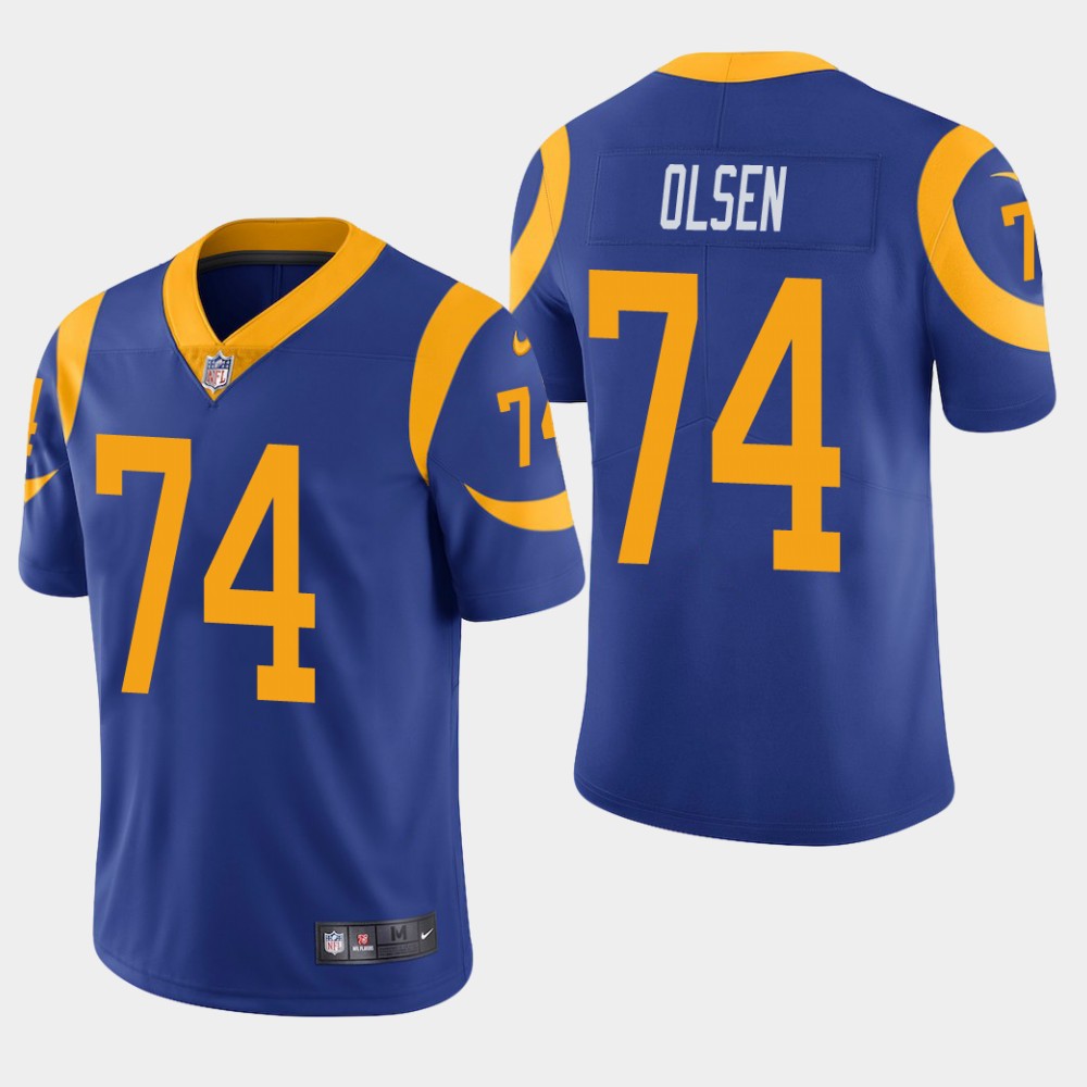 Los Angeles Rams #74 Merlin Olsen Blue Vapor Untouchable Limited Stitched Jersey