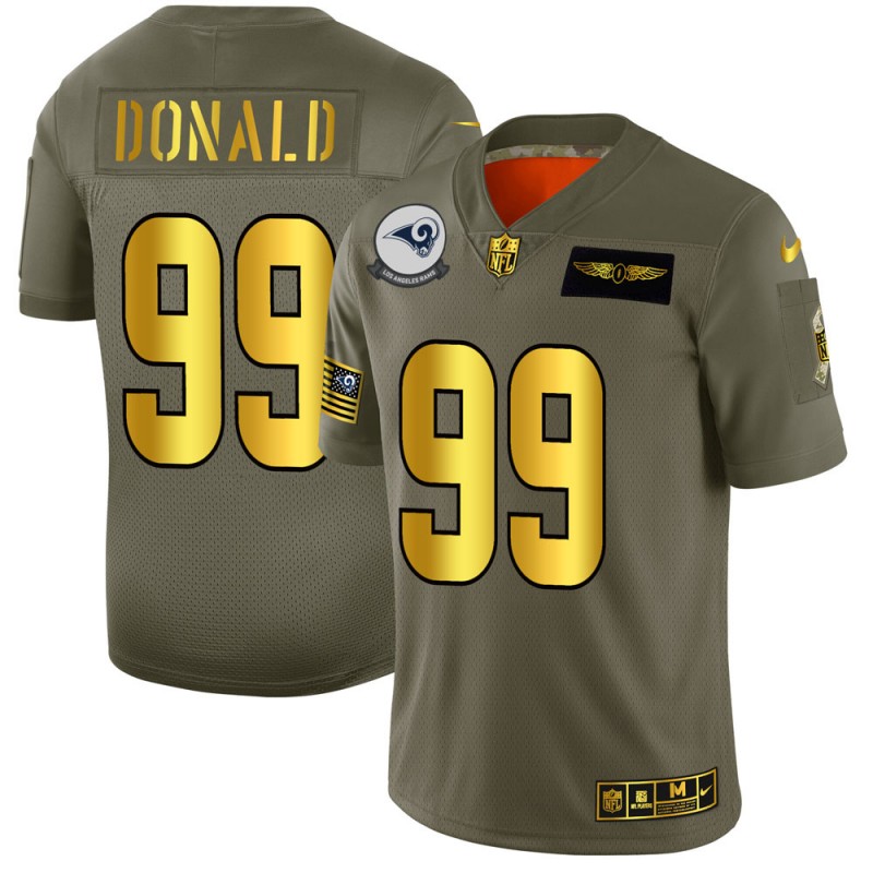 Los Angeles Rams #99 Aaron Donald Olive Gold 2019 Salute To Service Limited Stitched Jersey