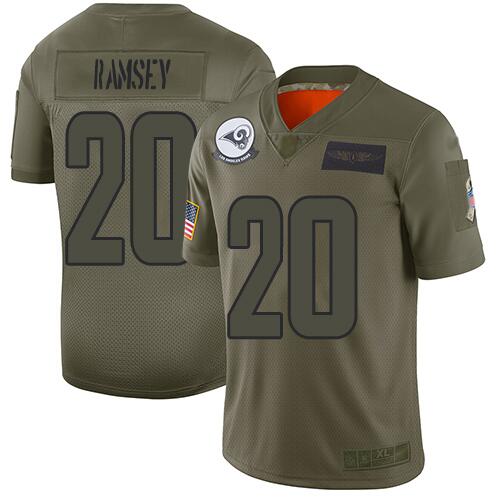 Los Angeles Rams #20 Jalen Ramsey 2019 Camo Salute To Service Limited Stitched Jersey.