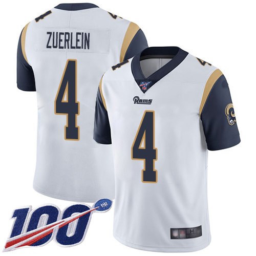 Los Angeles Rams #4 Greg Zuerlein 2019 100th Season White Vapor Untouchable Limited Stitched Jersey