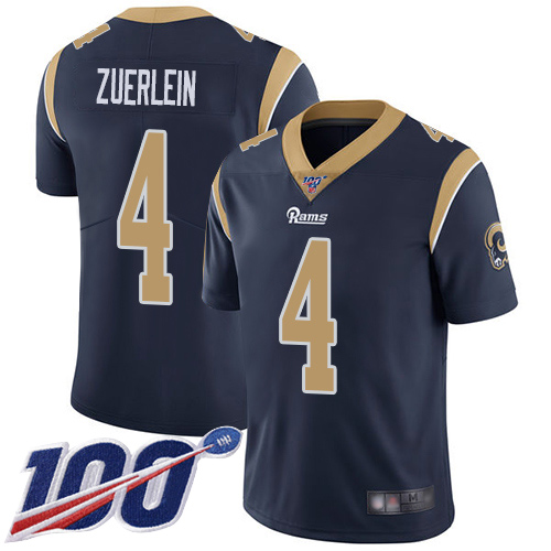 Los Angeles Rams #4 Greg Zuerlein 2019 100th Season Navy Vapor Untouchable Limited Stitched Jersey