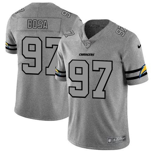 Los Angeles Chargers #97 Joey Bosa 2019 Gray Gridiron Team Logo Stitched Jersey