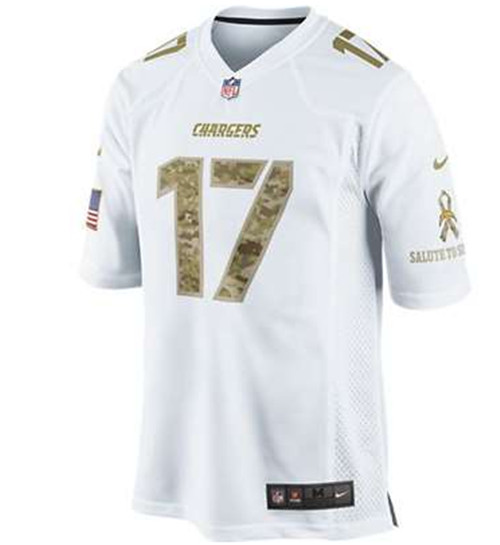 Los Angeles Chargers #17 Philip Rivers White Camo Salute To Srvice Stitched Jersey