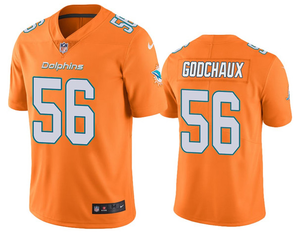 Miami Dolphins #56 Davon Godchaux Orange Vapor Limited Stitched Jersey