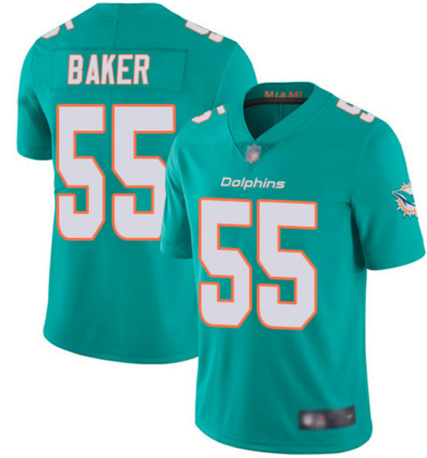 Miami Dolphins #55 Jerome Baker Aqua Color Rush Limited Stitched Jersey