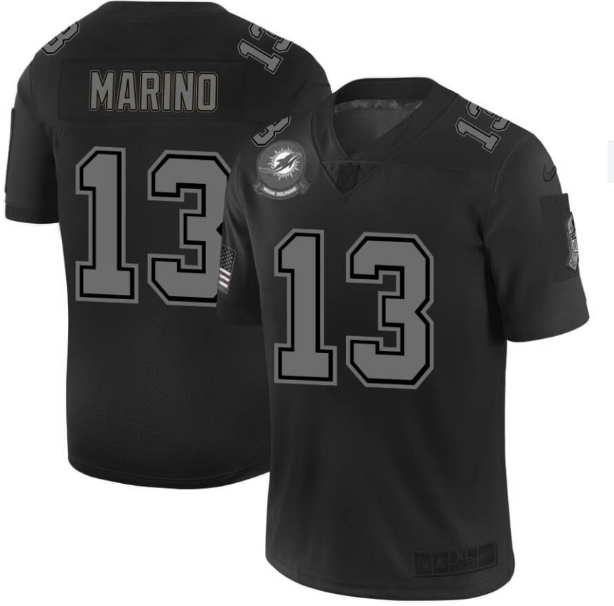 Miami Dolphins #13 Dan Marino 2019 Black Salute To Service Limited Stitched Jersey