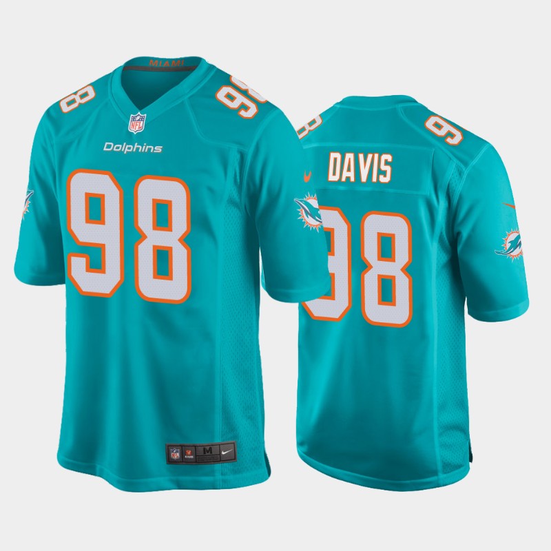 Miami Dolphins # #98 Raekwon Davis 2020 Aqua Stitched Jersey