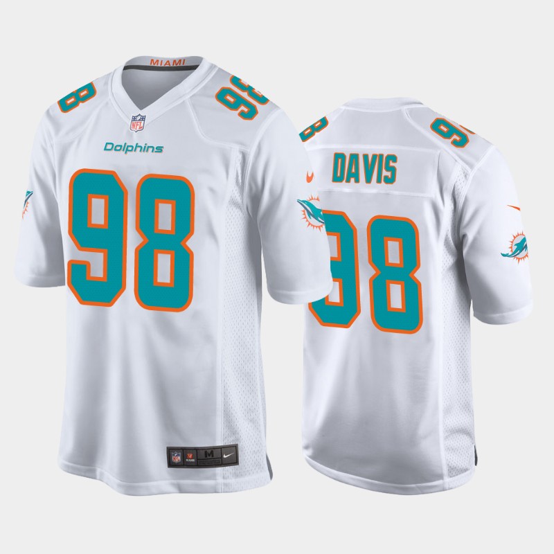 Miami Dolphins # #98 Raekwon Davis White 2020 Aqua Stitched Jersey