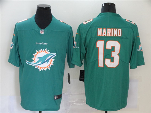 Miami Dolphins #13 Dan Marino Aqua 2020 Team Big Logo Limited Stitched Jersey