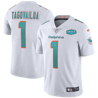 Miami Dolphins #1 Tua Tagovailoa White With 347 Shula Patch 2020 Vapor Untouchable Limited Stitched Jersey