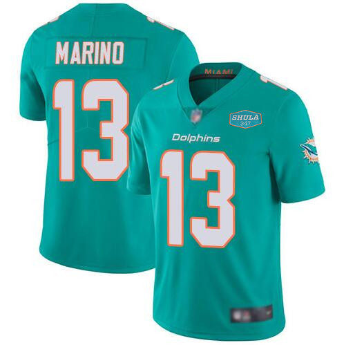 Miami Dolphins #13 Dan Marino Aqua With 347 Shula Patch 2020 Vapor Untouchable Limited Stitched Jersey