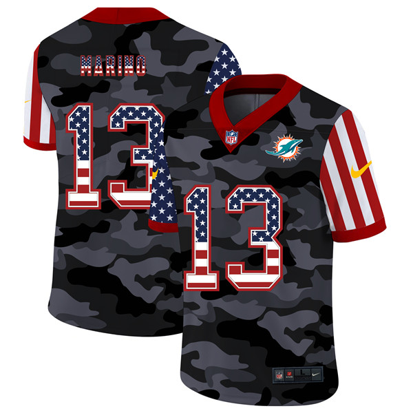Miami Dolphins #13 Dan Marino 2020 Camo USA Flag Limited Stitched Jersey