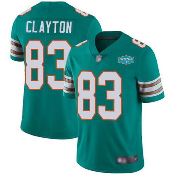 Miami Dolphins #83 Mark Clayton Aqua With 347 Shula Patch 2020 Vapor Untouchable Limited Stitched Jersey