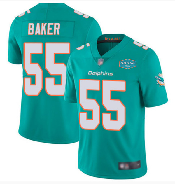Miami Dolphins #55 Jerome Baker Aqua With 347 Shula Patch 2020 Vapor Untouchable Limited Stitched Jersey
