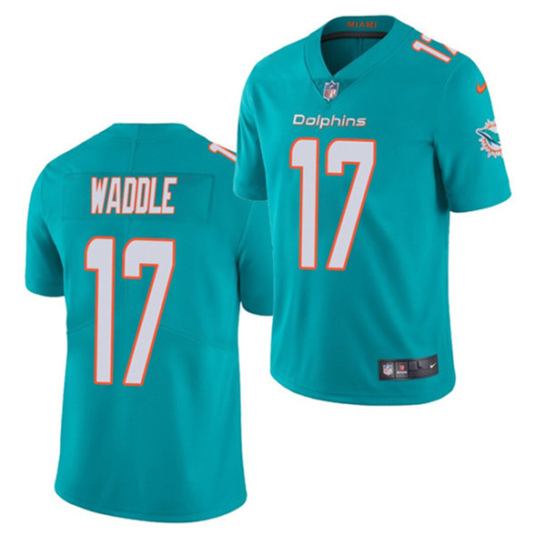 Miami Dolphins #17 Jaylen Waddle Aqua 2021 Vapor Untouchable Limited Stitched Jersey 