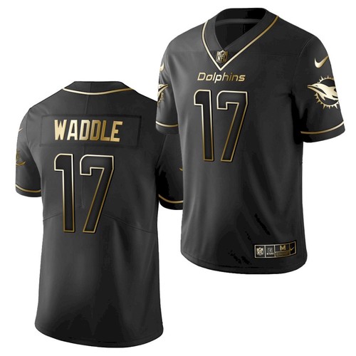 Miami Dolphins #17 Jaylen Waddle Black Golden Edition Stitched Jersey