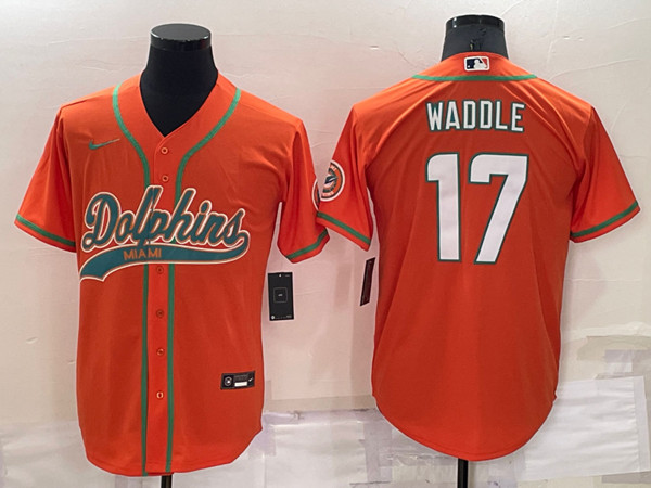 Miami Dolphins #17 Jaylen Waddle Orange Cool Base Stitched Baseball Jersey