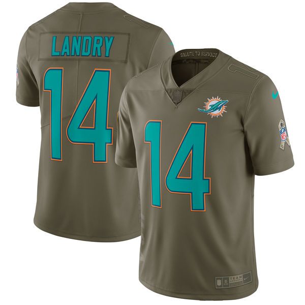 Miami Dolphins #14 Jarvis Landry Olive Salute To Service Limited Stitched Nike Jersey