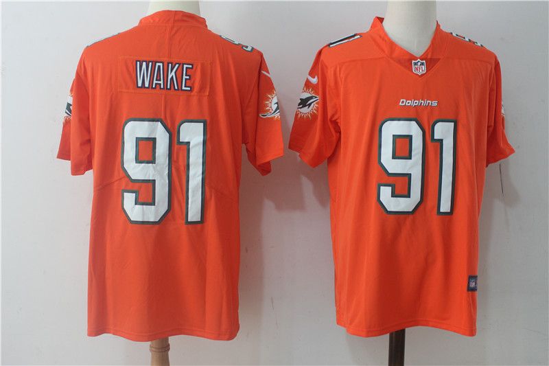 Miami Dolphins #91 Cameron Wake Orange Vapor Untouchable Limited Stitched Nike Jersey