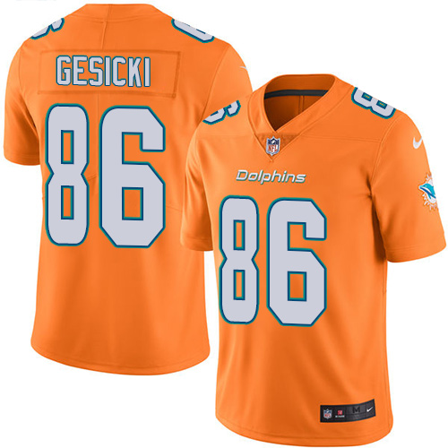 Miami Dolphins #86 Mike Gesicki Orange Vapor Untouchable Limited Stitched Jersey