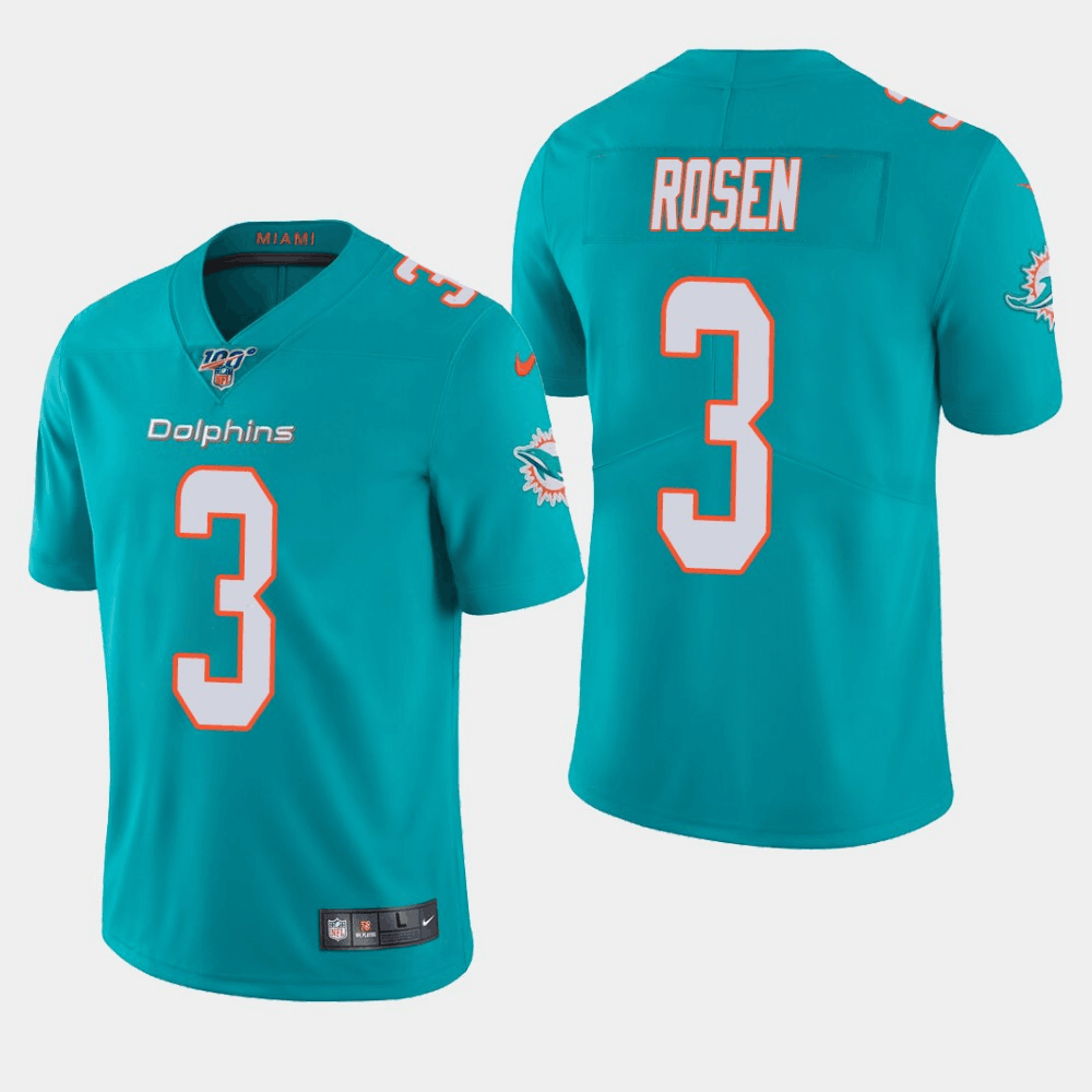 Miami Dolphins #3 Josh Rosen Aqua 2019 100th Season Vapor Untouchable Limited Stitched Jersey
