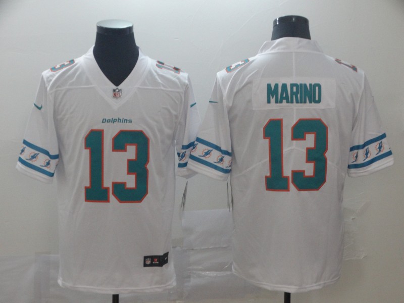 Miami Dolphins #13 Dan Marino White Team Logo Stitched Jersey
