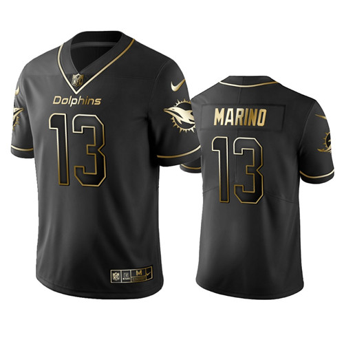 Miami Dolphins #13 Dan Marino Black 2019 Golden Edition Limited Stitched Jersey