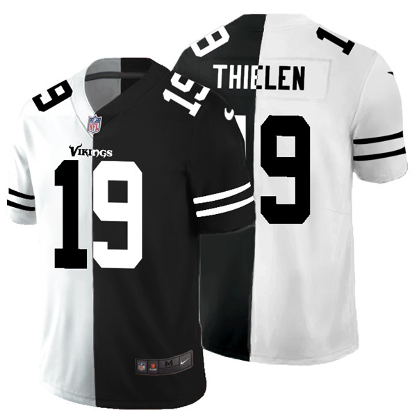 Minnesota Vikings #19 Adam Thielen Black White Split 2020 Stitched Jersey
