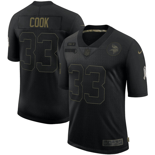 Minnesota Vikings #33 Dalvin Cook 2020 Black Salute To Search Limited Jersey