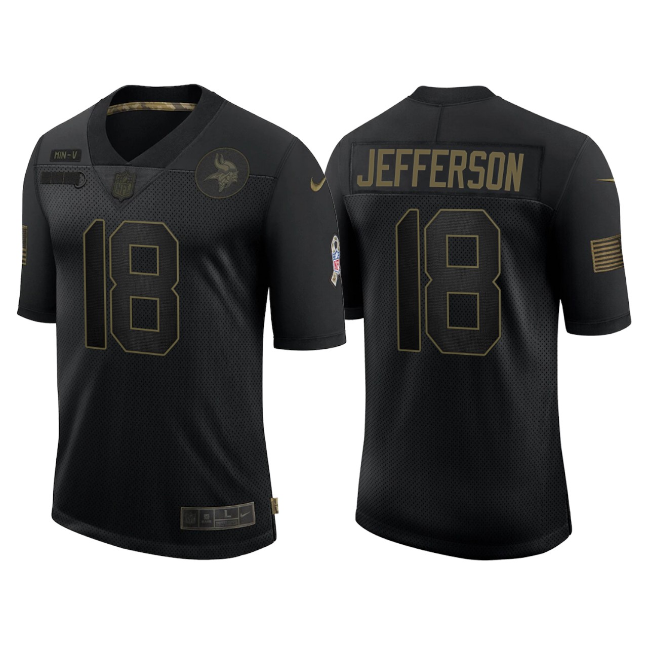 Minnesota Vikings #18 Justin Jefferson 2020 Black Salute To Search Stitched Jersey