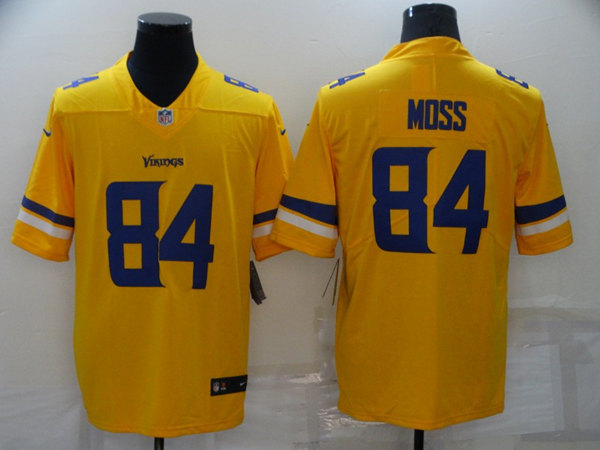 Minnesota Vikings #84 Randy Moss Gold Inverted Legend Stitched Jersey
