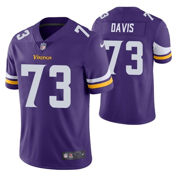 Minnesota Vikings #73 Jesse Davis Purple Vapor Untouchable Stitched Jersey