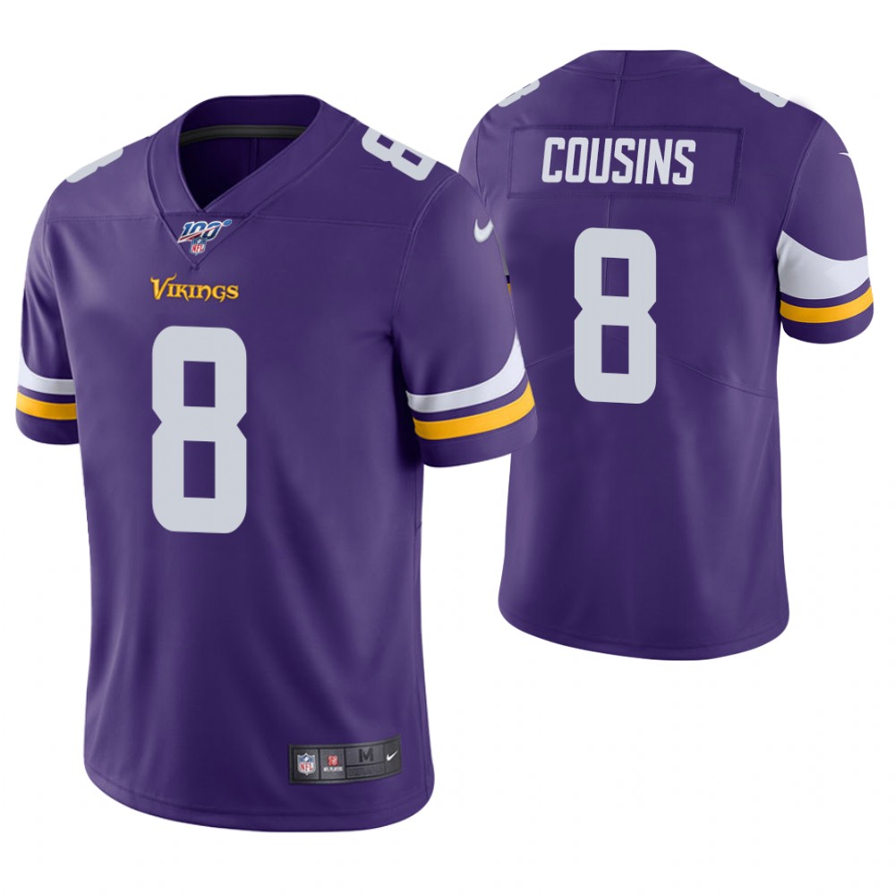 Minnesota Vikings #8 Kirk Cousins Purple 2019 100th Season Vapor Untouchable Limited Stitched Jersey