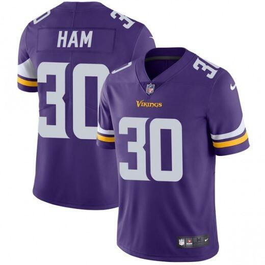 Minnesota Vikings #30 C.J. Ham Purple Vapor Untouchable Limited Stitched Jersey.