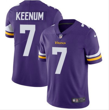 Minnesota Vikings #7 Case Keenum Purple Vapor Untouchable Limited Stitched Jersey
