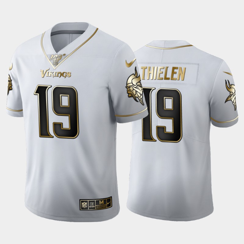 Minnesota Vikings #19 Adam Thielen White 2019 100th Season Golden Edition Limited Stitched Jersey