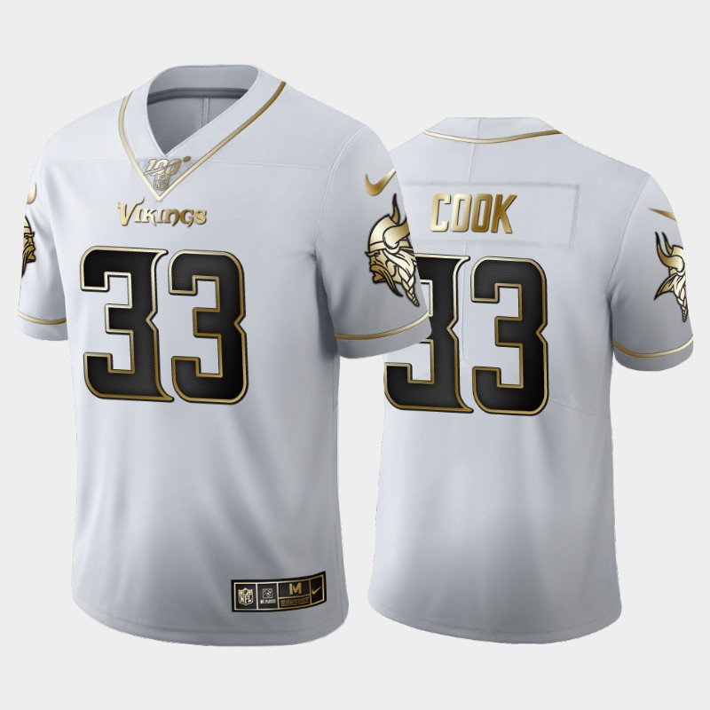 Minnesota Vikings #33 Dalvin Cook White 2019 100th Season Golden Edition Limited Stitched Jersey